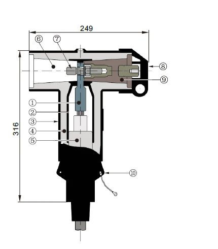 36kV T cable connector cutaway showing EPDM insulation and semiconducting shield 36kV T cable connector cutaway showing EPDM insulation and semiconducting shield