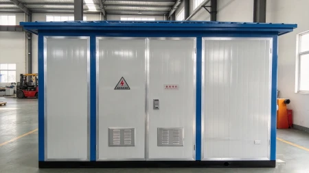 White-blue industrial substation panel White-blue industrial substation panel